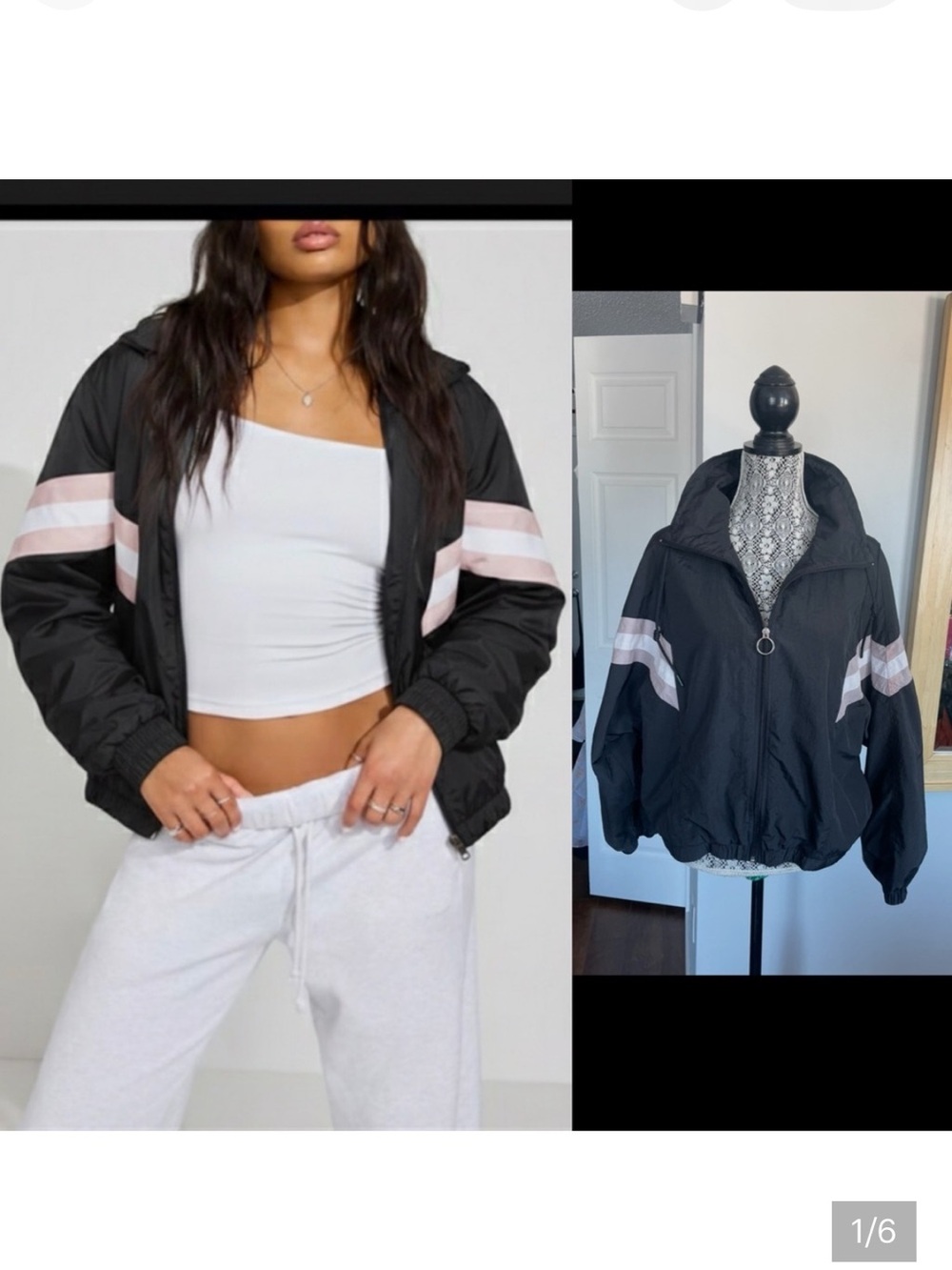 Large Dolman Sleeve Bomber Windbreaker Jacket.
